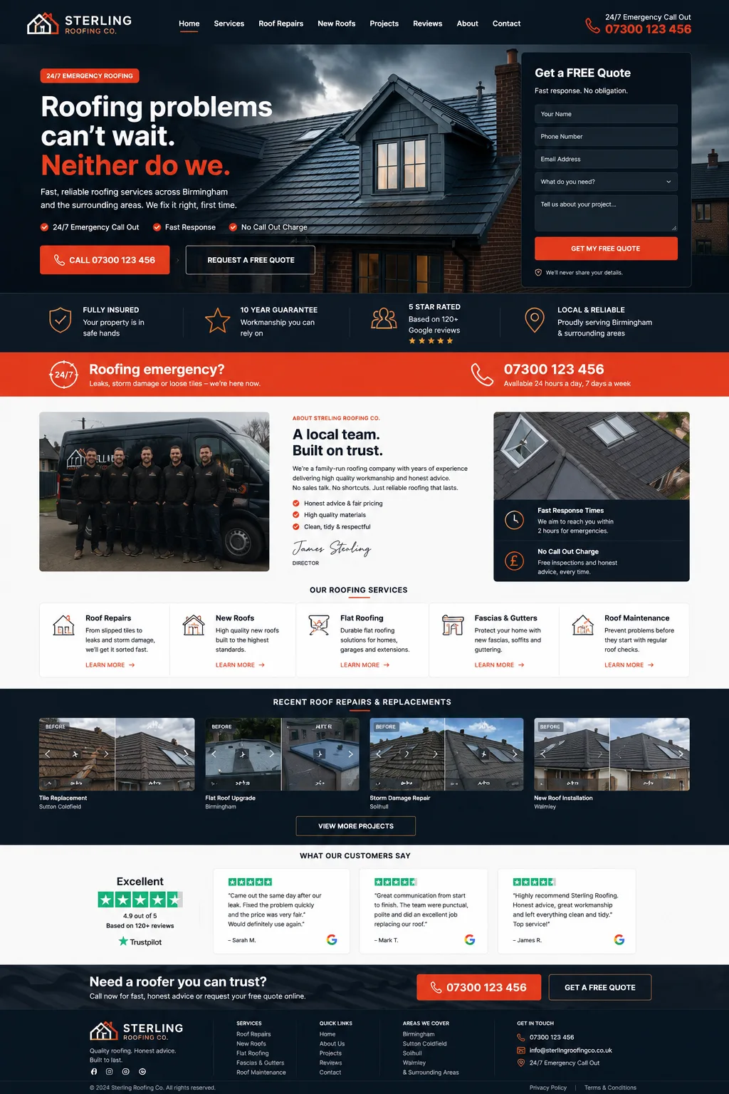 Roofing example — Sterling Roofing Co.